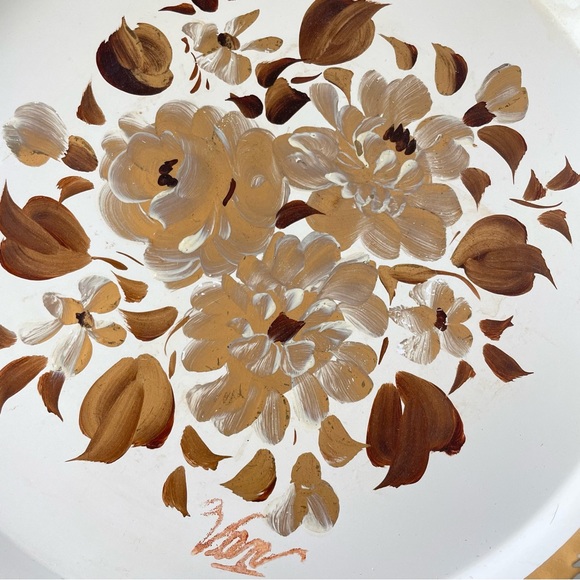 Vintage NashCo Toleware Tin Decorative Plate Serving Tray Wall Decor - Picture 9 of 10